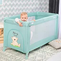 Дитячий манеж на колесах від народження до 3 років Noemi 1 Layer Cool Grey Star Lorelli Сірий - мініатюра 10