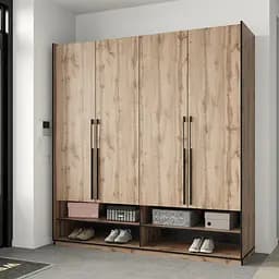 Шкаф для одежды Flamecame в прихожую со штангой и полочками на 4 двери FR-10