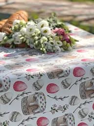 Водовідштовхувальна Скатертина Великодня пасочка (рожева) 220х140 см (+ 4 серветки 30х40) - мініатюра 5