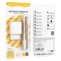 Адаптер мережевий BOROFONE Lightning Cable Aspirer single port charger set BA74A 1USB білий - мініатюра 4