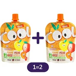 Набір: Органічне пюре Vitabio Cool Fruits з яблуком, персиком та абрикосом 180 г (90 г x 2 шт.)