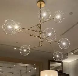 Люстра в корпусі метал кольору латунь на 8 прозорих плафонів | Line F | Арт. Y8828/8