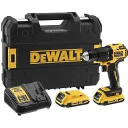 Дриль-шурупокрут DeWALT безщітковий ударний 18 В XR Li-Ion 2 Аг 65 Нм 450-1650 об/хв патрон 13 мм швидкозатискний 2 акумулятора зарядний пристрій валіза (DCD709D2T)