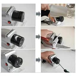 Електрична точилка для заточування ножів та ножиць ELECTRIC SHARPENER Silver, Kitchen Master Сірий 86963 - мініатюра 5