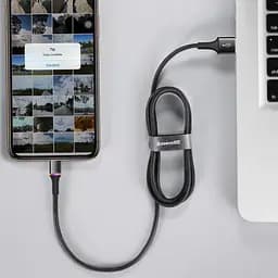 Кабель для заряджання чорний оригінал Baseus Halo Data Lightning 2.4A 1 м CALGH-B01 - мініатюра 6