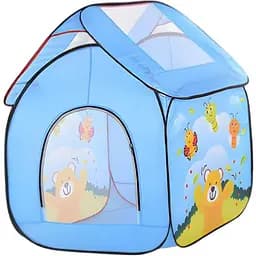 Намет M 3756: Просторий домик для відпочинку на відкритому повітрі, блакитного кольору з принтом мішка