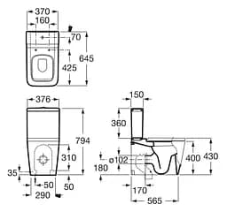 Чаша підлогового унітазу Roca Inspira Square A342537000, Білий - мініатюра 2