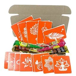 Набор цветной хны с трафаретами для био-тату №4 color-henna-set-04