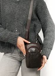 Жіноча шкіряна сумка Sambag Modena для телефону коричнева 19 х 11 х 3 см (96199170) - мініатюра 2
