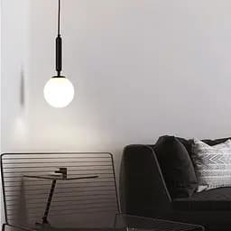 Підвісний світильник в чорному корпусі з білим плафоном Ø 14 см | Line F | Арт. A91087/1 BK