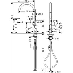 Змішувач Hansgrohe Talis M54 210 2jet кухонний з витяжним виливом Stainless Steel 72800800 Нержавіюча сталь - мініатюра 2