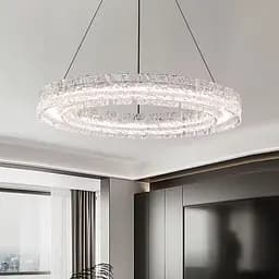 Подвесная люстра с пластинами в виде прозрачных льдин Ø 60 см Line F | Ст. MJ371-600 BK