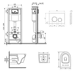 Набір Q-tap Nest 4 в 1 підвісний унітаз Swan Ultra Quiet 485x360x320 + комплект інсталяції QT16335179W45152 - мініатюра 2