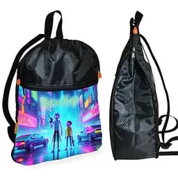 Рюкзак-мешок для обуви,спортивной формы Рик и Морти детская сумка для сменки с расширителем (01388)