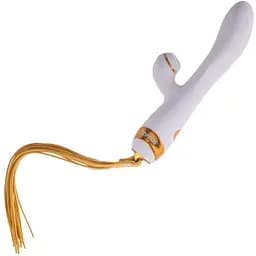 Вібратор-кролик з флогером Lockink Sevanda Whip Vibrating Massage Wand - White & Golden