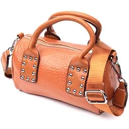 Жіноча сумка з металевими акцентами на ручках з натуральної шкіри Vintage 22367 коричнева
