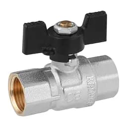 Кран кульовий Kroner 1/2" ВВ PN40 метелик, нікельований (CV033206) - мініатюра 2