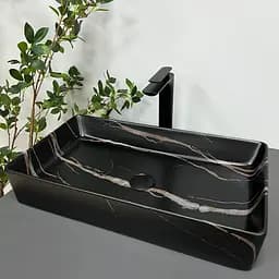 Умивальник VBI Triest black stone matt накладний VBI-012703, Чорний матовий