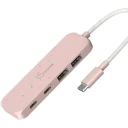 USB-хаб J5create 2 USB-A/2 USB-С Red (JCH342ER-N)