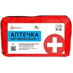 Автомобильная аптечка Poputchik 1 (АМА-1) по ГОСТ 3961-2000 футляр мягкий красный 19х8х14 (02-021-М)