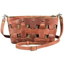 Шкіряна плетена жіноча сумка Пазл S світло-коричнева Crazy Horse