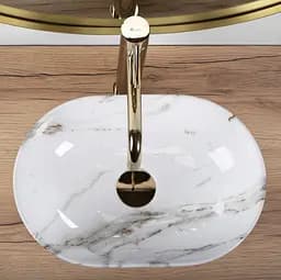 Умивальник Rea Amelia Mini 38x26 aiax shine (REA-U9107), Глянцева - мініатюра 4