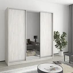 Шкаф-купе трехдверный MebelStar Стандарт AL 2ДСП/Зеркало 200x60x210 см Аляска серый (MBS-2958)