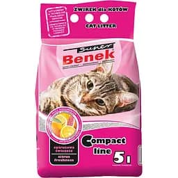 Бентонитовый наполнитель для кошачьего туалета Super Benek Compact Line Citrus 5 л