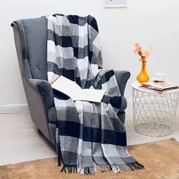 Плед вовняний Vladi Палермо 140x200 біло-сірий-темно-синій