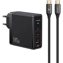 Зарядний пристрій адаптер живлення Usams T52 US-UM Fast Charger Kit GaN US-CC168 140W
