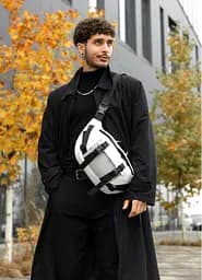 Большая мужская сумка бананка Sambag DynamicDart белая 38 × 21 × 7 см (80411008m)