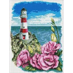 Алмазная мозаика Маяк с эустомами Анна Кулик Идейка AMO7611 30х40 см