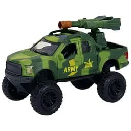 Джип CLM-25-56K зелений, металевий, 15 см, світло та звук, відчиняються двері, гумові колеса