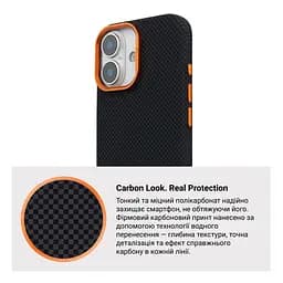 Карбоновый чехол для Apple iPhone 17, LikeCarbon2 SE MagCase, черный, тонкий защитный чехол-панель из поликарбоната с магнитами N52, MagSafe, противоударный, совместим с беспроводной зарядкой, приподнятые края для защиты камеры, ArmorStandart (ARM89163) - мініатюра 7