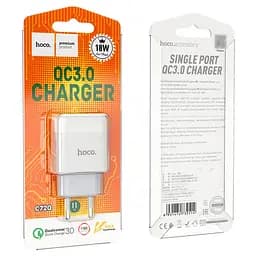 Мережевий зарядний пристрій Hoco C72Q USB QC 18W білий - мініатюра 4
