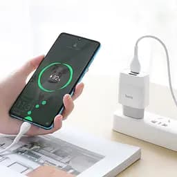 Мережевний зарядний пристрій Hoco C73A Glorious 2.4A 2USB-A + кабель USB to Type-C Білий - мініатюра 5