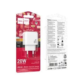 Мережевий зарядний пристрій Hoco CS54A Surplus PD20W+QC3.0 charger(EU) Білий - мініатюра 2