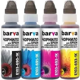 Комплект чернил Barva Epson L1110/ L3100/ L3101/ L3110/ L3150/ L3151, BK/C/M/Y (I-BARE-E-103-1K-MP)