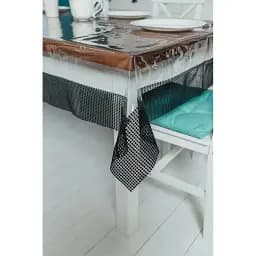 Скатертина силіконова з чорною стразовою стрічкою 180х110 см