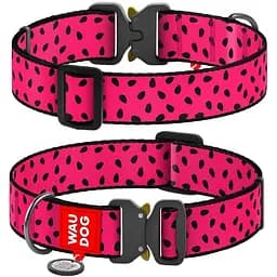 Ошейник для собак Waudog Nylon нейлоновый с QR паспортом рисунок Арбуз Размер XXL