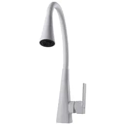 Змішувач для кухні Globus Lux NIAGARA GLN-0203SM-WM одноважільний поворотний латунний з білим матовим покриттям - мініатюра 3