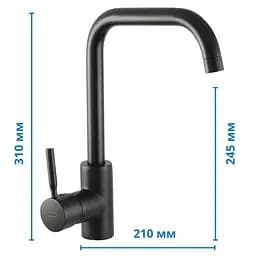Змішувач для кухні Haiba Hans 011 black HB0809 Чорний матовий - мініатюра 2
