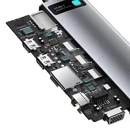 Usb Hub Baseus Metal Gleam Series 11-in-1 Multifunctional Type-C Сірий (CAHub-CT0G) - мініатюра 6