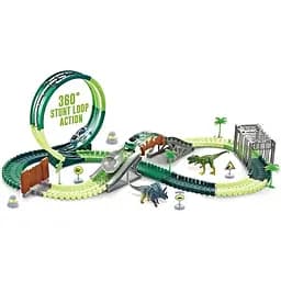 Автотрек Дино Площадка со светом и звуком 175 элементов длина 405 см аксессуары в коробке