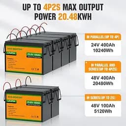 Акумулятор Eco-Worthy LiFePO4 з вбудованим BMS 5000+ циклів 24V 100 Ah (US-L13070402010-1) - мініатюра 12