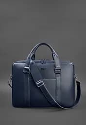 Шкіряна сумка для ноутбука і документів темно-синя - мініатюра 4