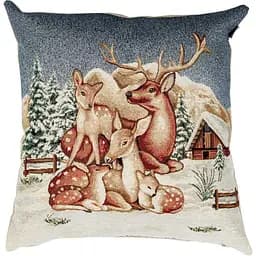 Наволочка гобеленова Прованс Блакитне сяйво Оленята 45х45 см блакитна (31375)