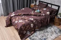 Комплект постільної білизни Moon&Star Микросатин Premium Floral Mocha євро 200х220 наволочки 2х40х60 - мініатюра 7