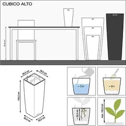 Вазон Lechuza Cubico Alto Premium 40 антрацитовий (18233) - мініатюра 4