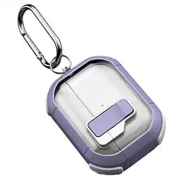 Футляр протиударний Locking Button для навушників Airpods Pro Light Purple - мініатюра 5